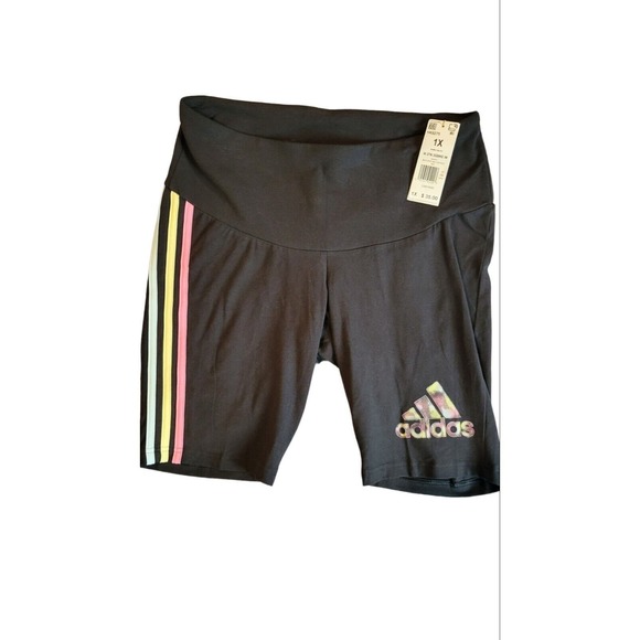 Adidas Women’s‎ 2 Tone 3S Bike Shorts Size 1X Colorful Stripes NWT - Picture 1 of 7